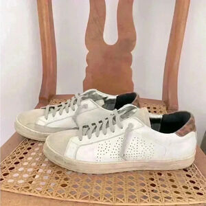 P448 SIZE 41 (9.5 US WOMEN) SNEAKER white with animal print